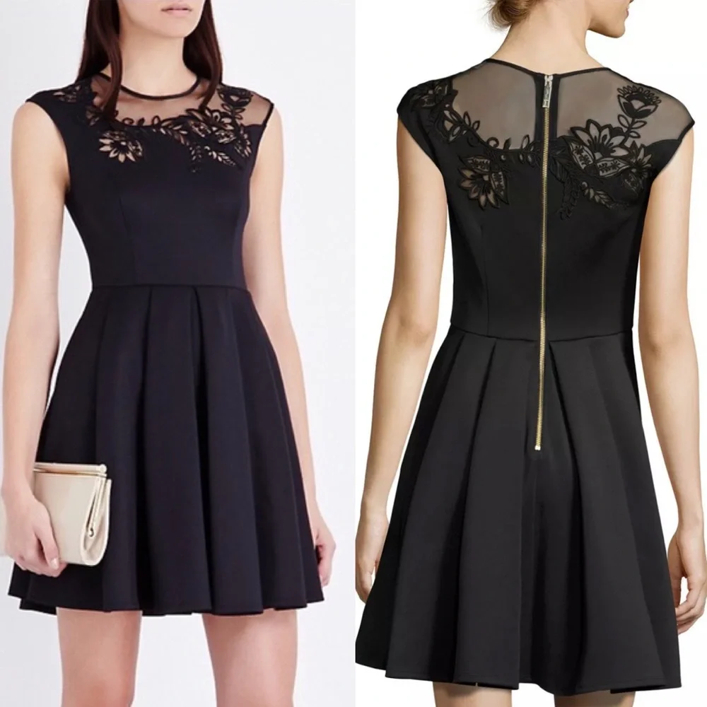 Ted Baker Dolli Dress in Black Size 2 - Picture 1 of 11